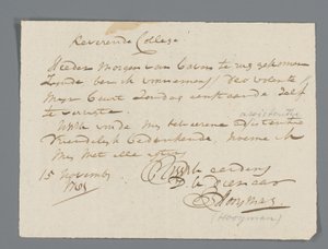Lettera del reverendo Hooyman a Jan Brandes