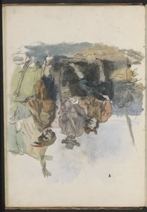 Tre uomini su un molo da Johannes Huybertus van Hove Bzn