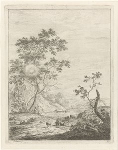 Paesaggio montuoso con pastore e bestiame da Johannes Janson