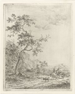 Paesaggio montuoso con pastore, pastorella e bestiame da Johannes Janson