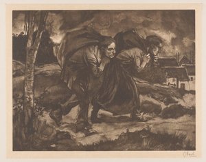 Uomo e donna con sacco sulla schiena da Johannes Josephus Aarts (signed by artist)