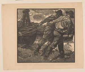Lavoratori con corde sulla riva da Johannes Josephus Aarts