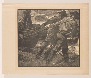 Lavoratori con corde sulla riva da Johannes Josephus Aarts
