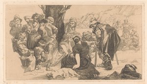 Uomini, donne e bambini vicino a un albero da Johannes Josephus Aarts