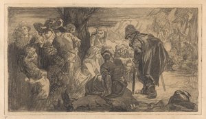 Uomini, donne e bambini presso un albero da Johannes Josephus Aarts