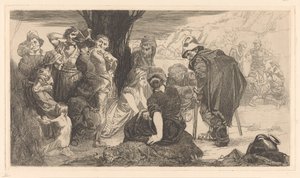 Uomini, donne e bambini vicino a un albero da Johannes Josephus Aarts