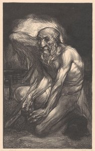 Uomo barbuto seduto con ali da Johannes Josephus Aarts