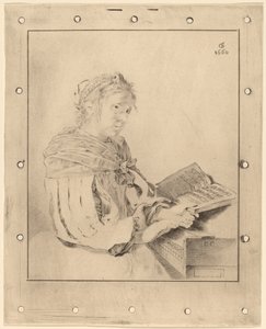 Giovane ragazza alla tastiera, 1767 da Johannes Kornlein