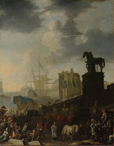 La scalata del Campidoglio con il cavallo grigio del nuovo papa eletto da Johannes Lingelbach