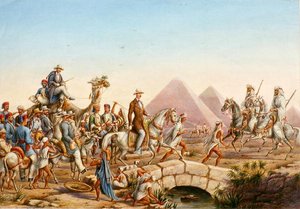 Principe Alberto di Prussia con il suo entourage in visita alle Piramidi di Giza da Johannes Rabe