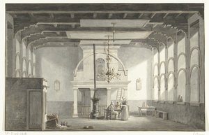 La sala nella Kloveniersdoelen a Dordrecht dove si è tenuto il Sinodo Nazionale negli anni 1618-1619, 1836