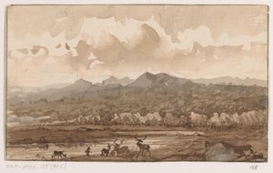 Paesaggio montano con cervi da Johannes Tavenraat (signed by artist)