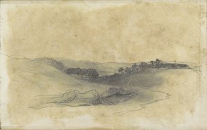 Paesaggio collinare con alberi da Johannes Tavenraat