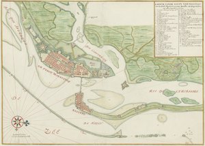 Carta ad acquerello della città di Recife (Brasile) nel XVII secolo da Johannes Vingboons