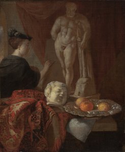 Natura morta e una donna al cavalletto, fine 1600 da Johannes Voorhout