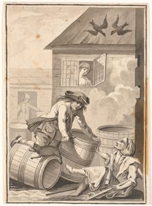 Jens Blok e Gunild. Illustrazione per Ludvig Holberg: Peder Paars 1772. (libro 2, canto 3) da Johannes Wiedewelt