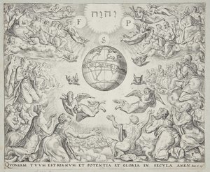 Adorazione della Trinità in cielo da Johannes Wierix