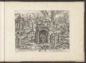 Età da 80 anni alla morte; la rovina (Zes leeftijden van de mens / zes bouwordes) da Johannes Wierix
