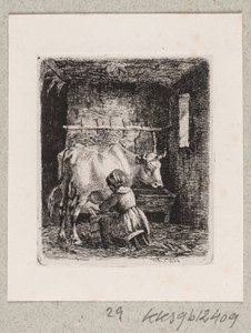 Una ragazza munge una mucca da Johannes Wilhelm Zillen