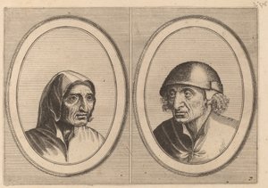 "Rijckje Schimmel-penninghs" e "Lubbert Leever-worst" da Johannes and Lucas van Doetechum after Pieter Bruegel the Elder