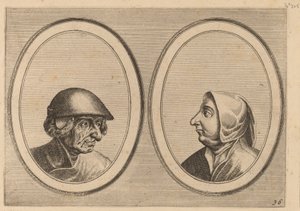 "Schonckje Wel-bedrocht" e "Pronckje Heel-volmaeckt" da Johannes and Lucas van Doetechum after Pieter Bruegel the Elder