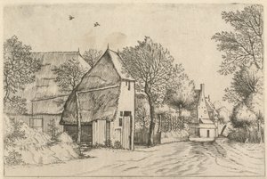 Strada del villaggio con pozzo a secchio da Johannes and Lucas van Doetechum after the Master of the Small Landscapes