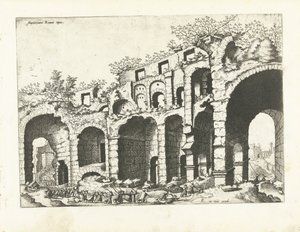 Veduta di un anfiteatro probabilmente il Colosseo da Johannes of Lucas van Doetechum (attributed to)