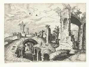 Vista delle rovine sul Palatino a Roma da Johannes of Lucas van Doetechum (attributed to)