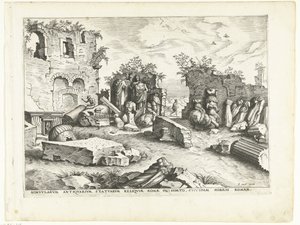 Giardino con frammenti di statue antiche da Johannes of Lucas van Doetechum (attributed to)