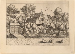 Casa di campagna con un fossato da Johannes van Doetechum, the Elder and Lucas
