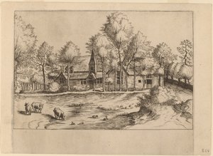 Villaggio di campagna con chiesa