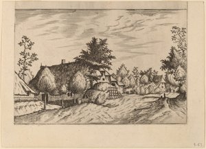 Strada del villaggio da Johannes van Doetechum, the Elder and Lucas