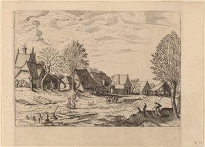 Strada del villaggio da Johannes van Doetechum, the Elder and Lucas