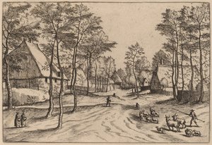 Strada del villaggio da Johannes van Doetechum, the Elder and Lucas