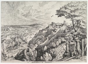 San Girolamo nel deserto S. Hieronymus in Deserto da The Large Landscapes, ca. 1555-56 da Johannes van Doetecum I