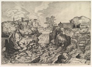 Vista del Tevere Tivoli Prospectus Tyburtinus da I Grandi Paesaggi da Johannes van Doetecum I