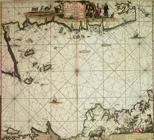 Pas-caert van de Canael, tra Inghilterra e Francia, da Pleymuyen a Sorlinges, come da Portbimel a Heyssant da Johannes van Keulen