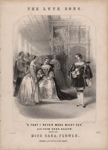 La canzone del liuto da Anna Bolena di Donizetti (litografia a colori) da John (after) Brandard