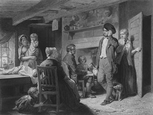 Illustrazione per La notte del cottar di Robert Burns, Versi VII e VIII (incisione) da John (after) Faed