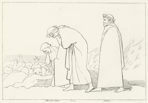 Dante discute con il suo precettore, Inferno, Canto 15 (incisione) da John (after) Flaxman