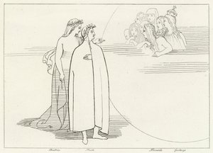 Abitanti della Luna, Paradiso, Canto 3 (incisione) da John (after) Flaxman