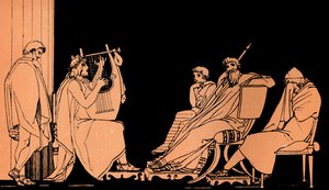 Ulisse piange alla canzone di Demodoco, Odissea di Omero, dopo Flaxman (stampa) da John (after) Flaxman