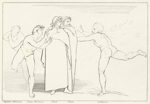 La pioggia di fuoco, Inferno, Canto 16 (incisione) da John (after) Flaxman