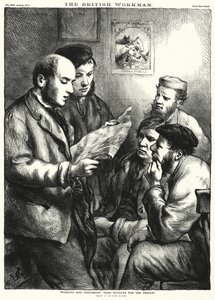 Operai che discutono "Domeniche Libere per il Popolo" (incisione) da John (after) Gilbert