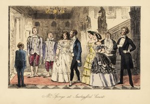 Gentiluomini e signore inglesi annunciati prima di cena in una grande casa da John (after) Leech
