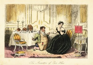 Gentiluomo inglese corteggia una giovane signora in un ristorante di una locanda da John (after) Leech