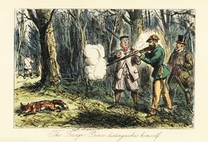 Aristocratico tedesco che uccide una volpe per errore a una battuta di caccia da John (after) Leech