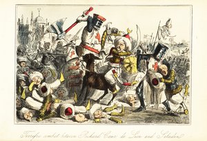 Re Riccardo I combatte Saladino nella battaglia di Arsuf, Palestina da John (after) Leech