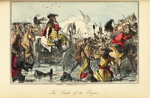 Re Guglielmo II attraversa il fiume nella battaglia del Boyne, Irlanda da John (after) Leech