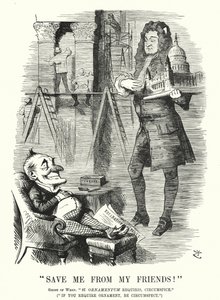 Cartone animato Punch: Salvami dai miei amici - il fantasma di Sir Christopher Wren e la decorazione della Cattedrale di St Paul, Londra da John (after) Tenniel